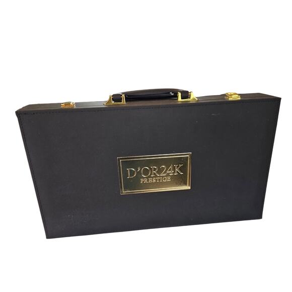 Couture Black & Gold Briefcase | D’OR 24K Prestige Vanity Organizer | Gift Box - Picture 6 of 13